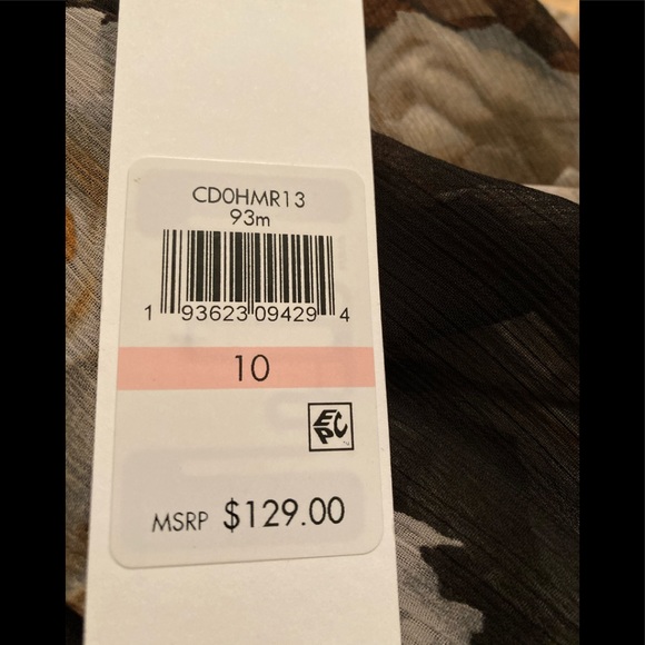 Calvin Klein Black Floral V Neck Ruffle Dress - Picture 9 of 9